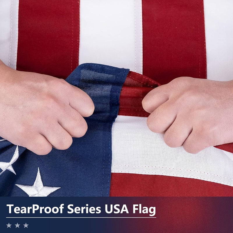 DANF FLAG American Flag for Outside 2.5x4 Ft - TearProof Series Outdoor Use US Flags - Long Lasting, Fade Resistant - Thick Spun Polyester USA Banner - High Wind United States Flag - Embroidered Stars, Sewn Stripes, Brass Grommets - Image 4